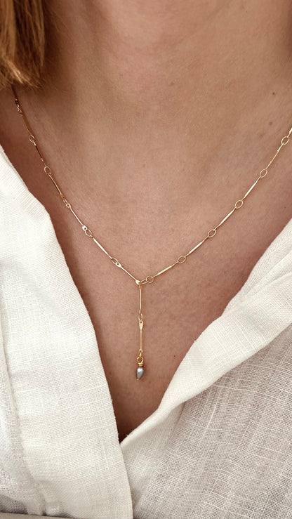 Collier Iris perle grise